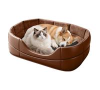 Lit pour chien en cuir PU imperméable amovible lavable coussin | Lit de luxe pour chien pour extérieur, patio, porche, terrasse, jardin, camping, voyage, camping-car, voiture, camion, maison