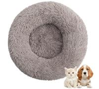 Lit pour Chien en Forme de Beignet en Peluche, Lits pour Animaux de Compagnie Apaisants, Niches Rondes Et Moelleuses pour Chiens Améliorant Le Sommeil Et la Chaleur Beige Brown 80cm