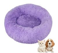 Lit pour Chien en Forme de Beignet en Peluche, Lits pour Animaux de Compagnie Apaisants, Niches Rondes Et Moelleuses pour Chiens Améliorant Le Sommeil Et la Chaleur Purple 80cm