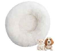 Lit pour Chien en Forme de Beignet en Peluche, Lits pour Animaux de Compagnie Apaisants, Niches Rondes Et Moelleuses pour Chiens Améliorant Le Sommeil Et la Chaleur White 80cm