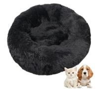 Lit pour Chien en Forme de Beignet en Peluche, Lits pour Animaux de Compagnie Apaisants, Niches Rondes Et Moelleuses pour Chiens Améliorant Le Sommeil Et la Chaleur Black 80cm