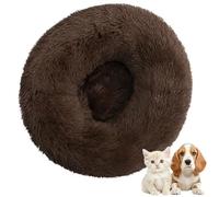 Lit pour Chien en Forme de Beignet en Peluche, Lits pour Animaux de Compagnie Apaisants, Niches Rondes Et Moelleuses pour Chiens Améliorant Le Sommeil Et la Chaleur Coffee 80cm
