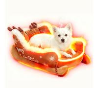 Lit pour Chien en Forme De Traîneau De Fêtes - Canapé Douillet Chiot Noël - Lit De Sommeil Chaud Chien | pour Maîtres Animaux Temps Froid Salon Chambre Sommeil Sieste Refuge