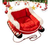 Lit pour chien en forme de traîneau de Noël - Antidérapant - En peluche - 3 | Construction en polaire et coton PP, côtés rembourrés surélevés, 3 tailles ; canapé de vacances pour chats et chiens