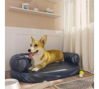 Lit pour Chien Ergonomique Mousse Bleu Foncé 60x42cm Similicuir Canapé vidaXL