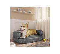 Lit pour Chien Ergonomique Mousse Gris 60x42 cm Similicuir Canapé