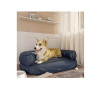 Lit pour chien - Ergonomique - Similicuir - 88x65cm - Bleu foncé - Antidérapant