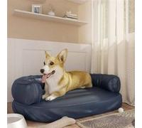 Lit pour chien - Ergonomique - Similicuir - 88x65cm - Bleu foncé - Antidérapant Bleu G