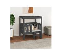 vidaXL Lit pour Chien Gris 65,5x50,5x70 cm Bois de Pin Solide Couchage Chiot 822374