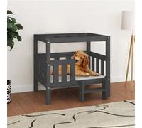 Lit pour chien Gris 75,5x63,5x70 cm Bois de pin solide gris G