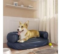 Lit pour chien - Haba - Ergonomique - Similicuir - 60x42cm - Bleu foncé Bleu G