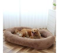 Lit pour Chien Humain, 180 x 120 x 25 cm Panier Chien, Lit pour Chien Humain pour Adultes, avec Housse Lavable en Machine, Lit Pouf pour Adultes et Animaux de Compagnie(Brown,65x39x10 in)