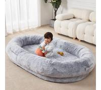 Lit pour Chien Humain, 180 x 120 x 25 cm Panier Chien, Lit pour Chien Humain pour Adultes, avec Housse Lavable en Machine, Lit Pouf pour Adultes et Animaux de Compagnie(Gris,65x39x10 in)