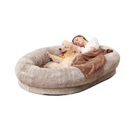 Lit pour chien humain, lit pour sieste confortable pour chiens de taille moyenne et grande taille en fausse fourrure avec housse amovible lavable