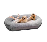 Lit pour chien humain, lit pour sieste confortable pour chiens de taille moyenne et grande taille en fausse fourrure avec housse amovible lavable