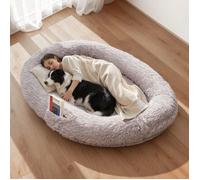 Lit pour Chien Humain-VEVOR-171x100x24 cm-Fermeture Éclair-Housse Amovible-Lavable en Machine-Gris