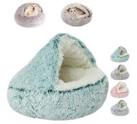 Lit pour chien - Lapcatz - Modèle Cocoon - Couverture amovible - Anti-anxiété - Hiver doux (Vert 50cm)