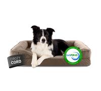 Lumaland Lit orthopédique en Velours côtelé - Canapé Ergonomique pour Chien - 90 x 65 cm - pour Chiens de Taille Moyenne - Fond antidérapant - Rembourrage et Housse lavables - Panier pour Chien avec