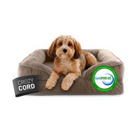 Lumaland Lit orthopédique en Velours côtelé - Canapé Ergonomique pour Chien - 70 x 60 cm - pour Petits Chiens - Fond antidérapant - Rembourrage et Housse lavables - Panier pour Chien avec Mousse à