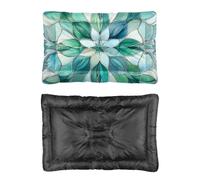 Lit pour chien Mandala en verre teinté bleu sarcelle avec fond antidérapant doux lavable multi-scénario grand meuble cadeau imprimé matelas 90 x 60 cm