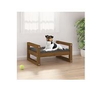 Lit pour chien Marron miel 55,5x45,5x28 cm Bois de pin solide 821470