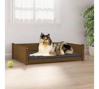 Lit pour Chien Marron Miel 95,5x65,5x28 cm Bois de Pin Solide Canapé vidaXL