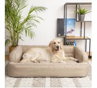 PillowPrim Lit pour chien, meuble pour animaux, lit pour chat, housse amovible, panier pour chien, coussin pour chien, couchette, canapé pour chien, beige, L : 78 x 47 cm