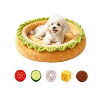Lit pour Chien Moelleux, Panier pour Animaux en Forme De Hamburger, Chaud, Doux et Confortable, Lavable en Machine, Un pour Les Chats et Les Chiens (avec Jouets,S-Ø35CM)