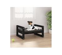 Lit pour chien Noir 55,5x45,5x28 cm Bois de pin solide 821471