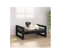 Vidaxl Lit Pour Chien Noir 65,5x50,5x28 Cm Bois De Pin Solide