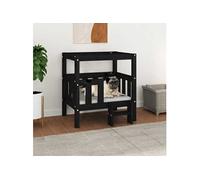 Lit pour Chien Noir 65,5x50,5x70 cm Bois de Pin Solide Couchage Chiot 822376