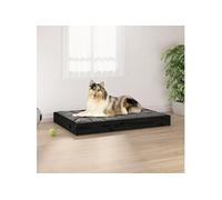 Lit pour Chien Noir 91,5x64x9 cm Bois de Pin Solide Canapé Couchage