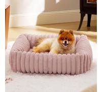 Lit pour Chien Orthopedique Dehoussable,Panier pour Chien Antidérapant,Canapé Lavable,Coussin Chiens pour Petits Chiens et Chats,Poignée de Transport Facile (Rose,63 * 53 * 18CM)