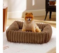 Lit pour Chien Orthopedique Dehoussable,Panier pour Chien Antidérapant,Canapé Lavable,Coussin Chiens pour Petits Chiens et Chats,Poignée de Transport Facile (Brun,50 * 48 * 15CM)