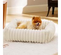 Lit pour Chien Orthopedique Dehoussable,Panier pour Chien Antidérapant,Canapé Lavable,Coussin Chiens pour Petits Chiens et Chats,Poignée de Transport Facile (Crème,92 * 69 * 20CM)
