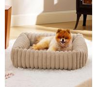 Lit pour Chien Orthopedique Dehoussable,Panier pour Chien Antidérapant,Canapé Lavable,Coussin Chiens pour Petits Chiens et Chats,Poignée de Transport Facile (Brun Clair,109 * 76 * 20CM)