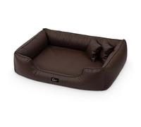 Lit pour Chien Orthopédique Max - Panier Premium en Similicuir avec Matelas en Mousse à Mémoire de Forme, Housse Amovible et Base Anti-dérapante (XXL+|130x100cm, Marron)