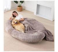lit pour Chien, Panier for Chien Extra Large, Lavable, for Adultes et Enfants(Khaki,Left)