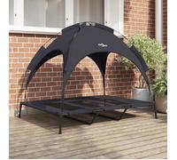 Lit pour Chien Surélevé avec Toit Amovible Noir XL Acier