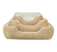 Trixie 389716 Kaline Mio Panier pour Chien rectangulaire, Doux, Marron/crème, 65 × 50 cm, Panier Confortable en Peluche Douce
