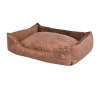 Lit Panier pour Chiens avec Coussin Cuir Artificiel PU Taille M Beige vidaXL