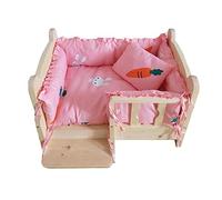 Lit pour Chiens en Bois intérieur/extérieur avec Rails et escaliers - Grand, Moyens et Petits Lits pour Animaux de Compagnie avec Tapis Amovible, Facile à installerpink100 × 65 cm / 39 × 25 Pouces