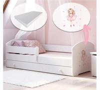 Lit pour Enfant 160 x 80 cm avec Matelas et tiroir, Protection Anti-Chute et sommier à Lattes au Choix au Design Dinosaure ou Princesses Skandi Princesse