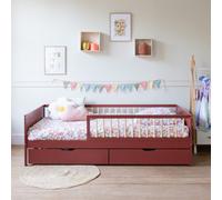Happy Garden – Lit pour enfant Adam 190 x 90 cm avec tiroirs Terracotta Orange