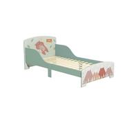 Lit pour enfant 3-6 ans design mountain adventure - sommier à lattes inclus - barrières de sécurité - vert