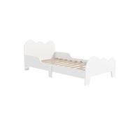 Lit pour enfant 3-8 ans design nuage - sommier à lattes inclus - barrières de sécurité - blanc
