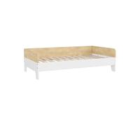 AIYAPLAY Lit enfant 143,5x74 cm – sommier à lattes, panneaux latéraux élevés, bois blanc