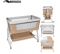 Lit pour Enfant à roulettes-MENGDA-Lit Bébé Berceau Cododo -Avec Panier de Rangement, Table à Langer-Réglage de la Hauteur