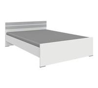 Lit pour enfant coloris Blanc, rechampis gris clair - Longueur 204 x Hauteur 71 x largeur 146 cm--