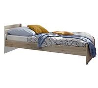 Lit pour enfant coloris Imitation chêne San Remo, rechampis blanc - Longueur 204 x Hauteur 71 x largeur 96 cm--